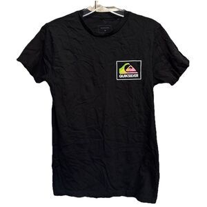Quicksilver Black/Multi Crew Neck Short Sleeve‎ Logo Graphic T-Shirt Size Small